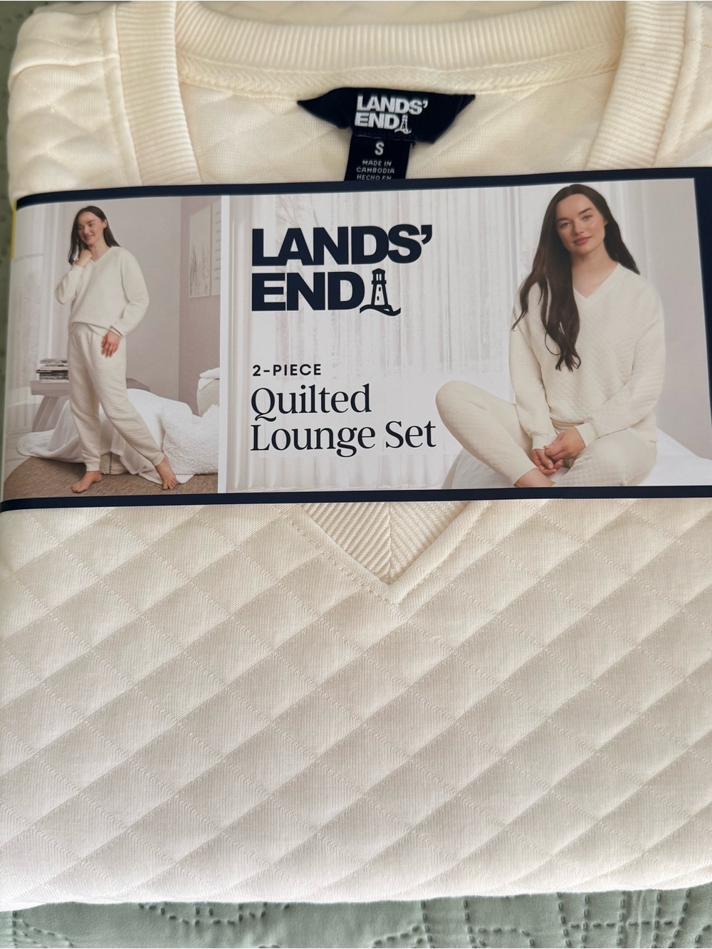 Lands' End Quilted Lounge Set from Costco - Ivory/Cream